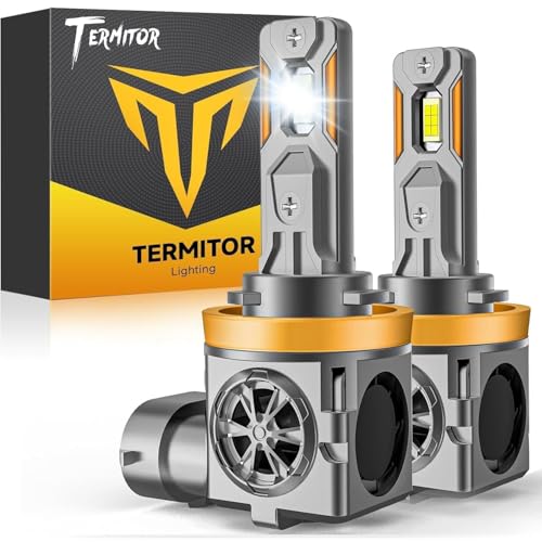 Termitor H11/H9/H8 Turn Signal Assemblies Bulbs, 50,000LM 1000% Super Brighter, 6500K Cool White H11 Turn Signal Assemblies Light Bulb, Real 1:1 Mini Size,7500+ Hours Lifespan, Pack of 2 - color: H9