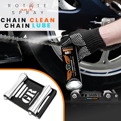 GRAND PITSTOP Motorcycle & Powersports Maintainence Stand Wheel Cleaning Wheel Roller Stand for tire Cleaning & Chain Lubrication - Groller Large (Bikes < 600 lb & Tire Width <240 mm) - color: Black