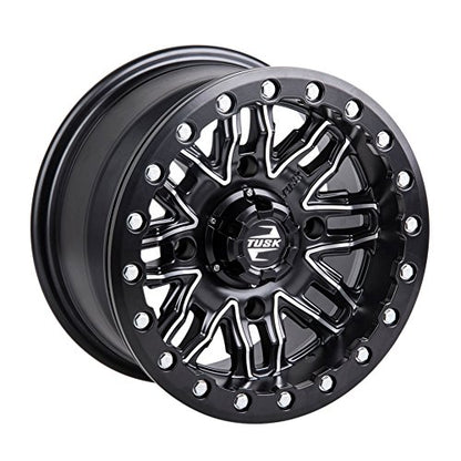 TUSK 4/137 Nebo Beadlock Wheel 14x7 4.0 + 3.0 Machined/Black Compatible with Can-Am Maverick Sport 1000R X XC 2020-2023