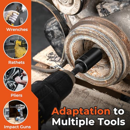 Locking Lug Nut Removal Tool, 6 Pieces Lug Nut Extractor Set 1/2 Inch Drive