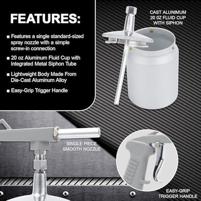 Air Undercoating Spray Gun with Suction Feed Cup, Pneumatic Automotive Sprayer for Sprayable Truck Bed Liner Coating, Rubberized Undercoat, Chip Guard Paint and Rust Proofing - size: 600cc