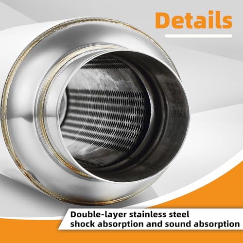 A-KARCK 2.5" Inlet Resonator, Exhaust Resonator Muffler Stainless Steel Polished 2.5" Inlet 2.5" Outlet 16" Overall Length Straight Through Design 2 Pack - size: 2.5" Inlet/Outlet 16" Long - Polished - 2 Pack