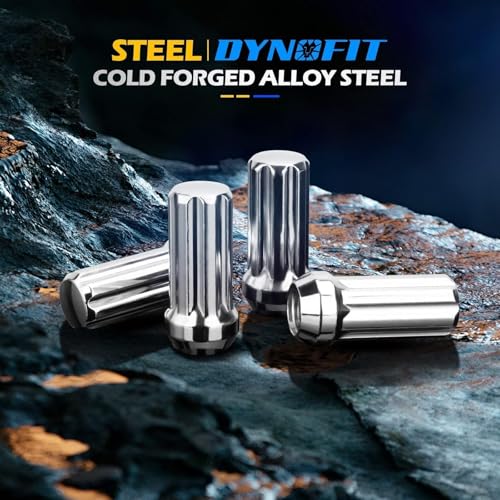 Dynofit 14x1.5 7 Spline Chrome Lug Nuts,for Silverado Ram 1500 F150,24pcs - color: Silver, size: 24pcs