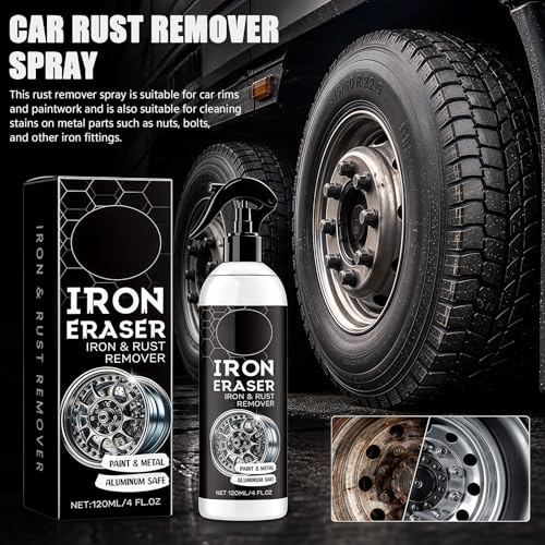 2Pcs Rust Remover Spray, Iron & Rust Remover for Car Wheels, Paint & Brake Dust, Automotive Surface Cleaner