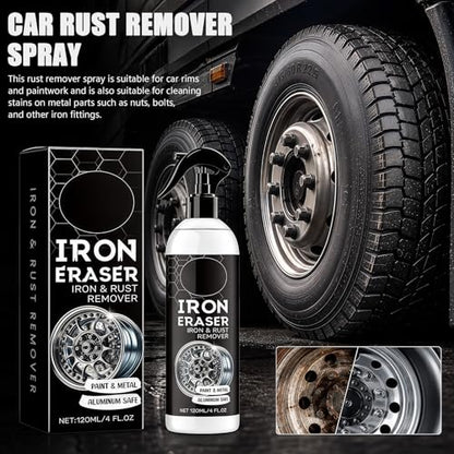 2Pcs Rust Remover Spray, Iron & Rust Remover for Car Wheels, Paint & Brake Dust, Automotive Surface Cleaner