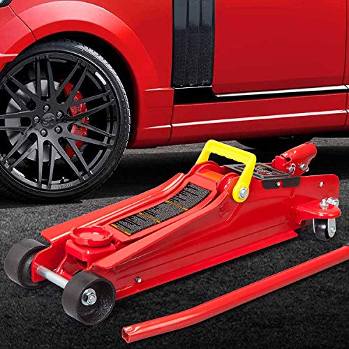 Big RED 2.5 Ton Hydraulic Low Profile Trolley Service/Floor Jack with Single Piston Quick Lift Pump, Lifting Range 3.3" -14.9" for Most Cars, Trucks, and SUVs - size: 2.5 Ton (5,000 lb) Floor Jack