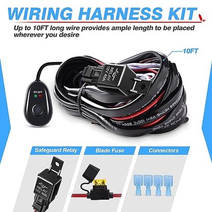 MICTUNING LED Light Bar Wiring Harness Off Road Power 40A Relay Fuse ON-Off Switch (2 Lead) - size: Wiring Harness Kit(2 Lead)