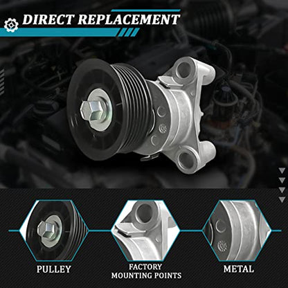 IRONTEK 12609719 Belt Tensioner Pulley Assembly fit for Cadillac 2009-2014 Escalade, for Chevrolet (2009-2014 Express 1500/2009-2013 Silverado 1500), fit for GMC 2009-2012 Canyon #49436 - size: 89397