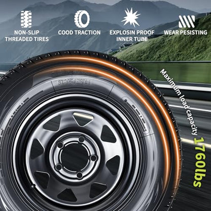 GarveeTech 2-Pack Trailer Tire On Rim ST205/75D14 Trailer Tires and Wheels 5 Lug on 4.5 in PCD Trailer Tires with 14 in Rims Load Range C 6PR Black - size: ST205/75D14