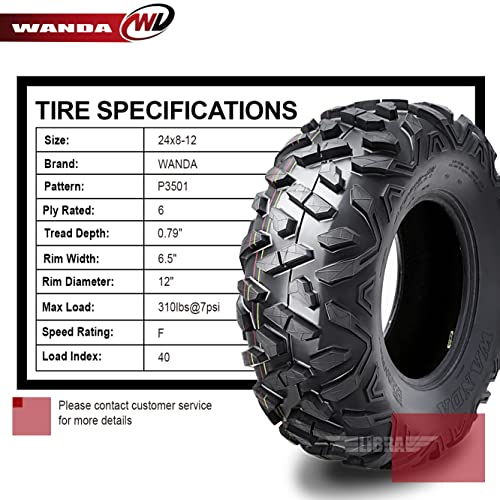 WANDA Set 2 ATV UTV Tires 24x8-12 24x8x12 6 Ply Bighorn Style 10374 - size: 24x8-12 6PR