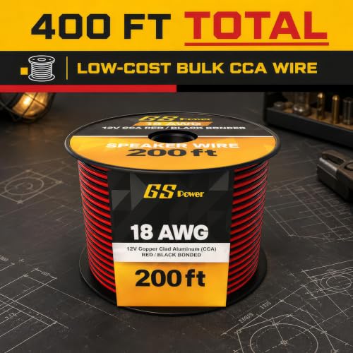 GS Power 18 Gauge Wire Automotive - 400ft CCA Primary Bonded Wire - size: 18 Gauge-200 ft-Bonded