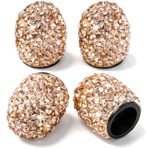 4PCS Bling Crystal Diamond Tire Stem Valve Caps, Dustproof Car Wheel Tire Valve Caps Universal Tire Valve Stem Covers for Cars, SUV, Trucks, Bikes, Motorcycles, Bicycles (Rose Gold) - color: Rose Gold, size: 4 pcs