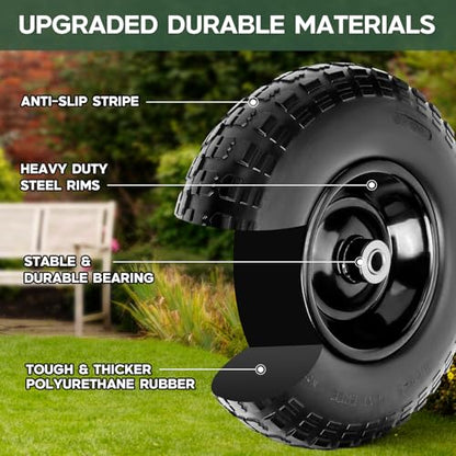 Taifa 1 PC 13 Inch Rubber Solid Flat Free Replacement Tires and Wheels 4.00-6 with 5/8'' Axle Bore Hole, Air Less Wheel for Wheelbarrow/Wagon/Hand Truck/Trolley/Garden Scooter etc. - color: 13x400-6PU-bigF-1pack