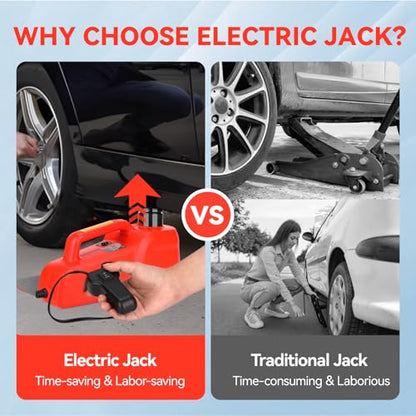 Trihelper Electric Car Jack 5 Ton 12V Hydraulic Floor Jack, 9 lbs - color: Red Jack Only