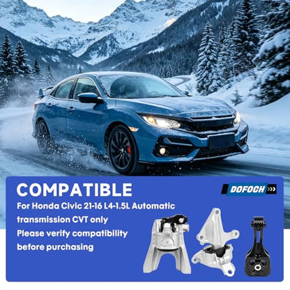 Engine Motor & Trans Mount Compatible with 2016-2021 Honda Civic 1.5L CVT Transmission Mount Replaces 50820-TBA-A04 50890-TBA-A82 50850-TBC-A81 10124 9963 10038 - size: 2016-2021 Honda Civic 1.5L