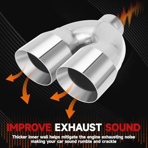 LCGP Dual Exhaust Tip 2.5 Inch Inlet 4 Inch Outlet 9.5" Length, Polished Stainless Exhaust Tip, Double Wall Weld-on Angle Cut, Universal Tailpipe for Car Truck - size: 2.5 x 4 x 9.5 inch