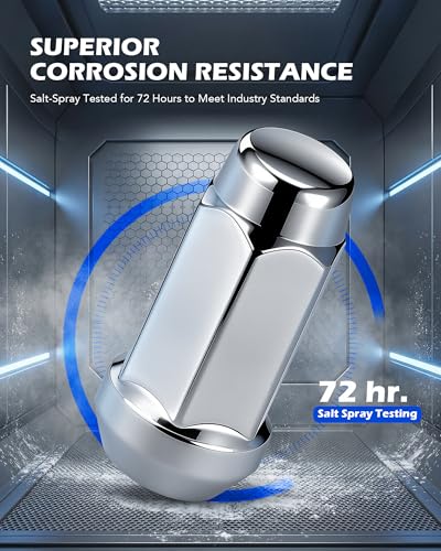 OMT 1/2"-20 Lug Nuts with Cone Seat, 20pcs Lug Nuts Set with 1 Socket Key - color: Silver, size: 1/2"-20, style: 20Pcs 1.89"Long