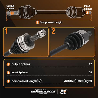 maXpeedingrods Front CV Axle Shaft for Hyundai Sonata 2011-2014 - size: 66-3720