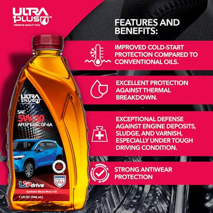 SAE 5W-30 Synthetic Blend Motor Oil API SP ILSAC GF-6A - size: 2 Gallon Pack