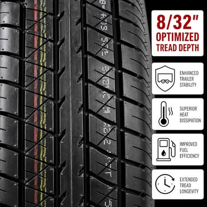 eCustomrim Radial Trailer Tire Rim Assembly ST205/75R14 14 Inch Aluminum