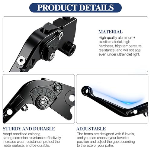 Motorcycle Brake and Clutch Lever Set Adjustable CNC Aluminum Replacement Clutch Levers for Kawasaki NINJA500 Ninja 500 Z500 Z 500 SE ABS 2024 2025(Black) - color: Black