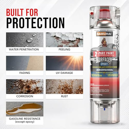 SAMURAI 2-Part Epoxy Spray Primer - Car - Primer Grey, Rust Resistant - color: Primer Grey, size: 11.3 Ounce (Pack of 1)