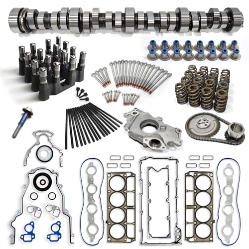 Truck Replacement Camshaft Kit, Fit for 1997-2006 LS 4.8/5.3/5.7/6.0 GMC Chevrolet Gen3/4 with LS Cam Kit for 5.3, Head Gaskets, Springs, Pushrods, Oil Pump, Oil Pumps, Timing Chain - color: With Chevrolet Complete Kit