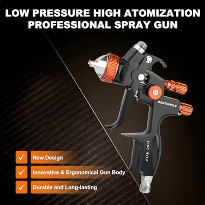 819 HVLP Air Spray Gun Kit with 1.4/1.7/2.0mm Nozzles - size: plastic cup