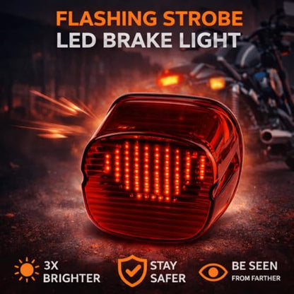 Eagle Lights Strobing LED Brake Light for Harley Davidson Motorcycles with Bottom License Plate Window - color: Red with Bottom License Plate Window