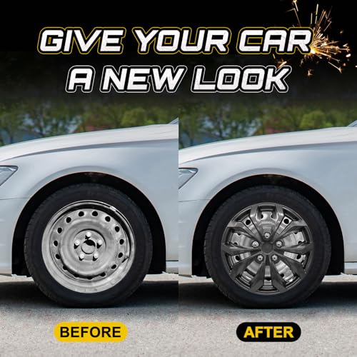 Akcsport Premium Hubcaps Wheel Covers for Toyota Nissan Kia Volkswagon 15 inch to 17 inch (Royal Black, 17 Inch) - size: 17 Inch, style: Royal Black