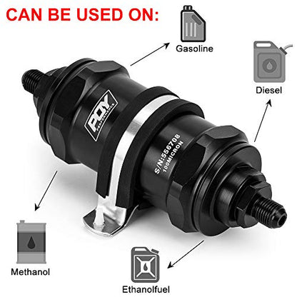 AN10 Inline Fuel Filter E85 Ethanol With 100 Micron Stainless steel element - size: AN10 - 100 Micron