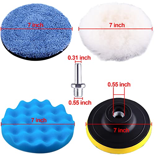 SIQUK 16 Pieces Buffing Pads 7 Inch Car Polishing Pad Kit Foam Polish Pads - size: 7 Inch