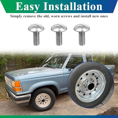 Wheel/Center Caps Screws fits 1980-1996 Ford F-150 & Bronco, 1992-1996 Van - style: 3 Pcs Screws
