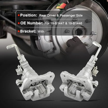 cciyu Rear Left & Right Disc Brake Calipers Assembly 19-B1447 19-B1446 - size: Rear[19-B1447+19-B1446]
