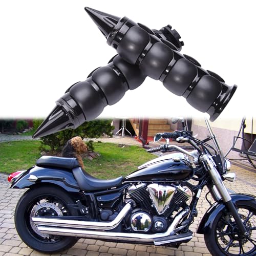 Pair of 1" Dual Black Motorcycle Bar End Hand Grips Handlebar for Cruisers Harley Yamaha Suzuki - color: Black