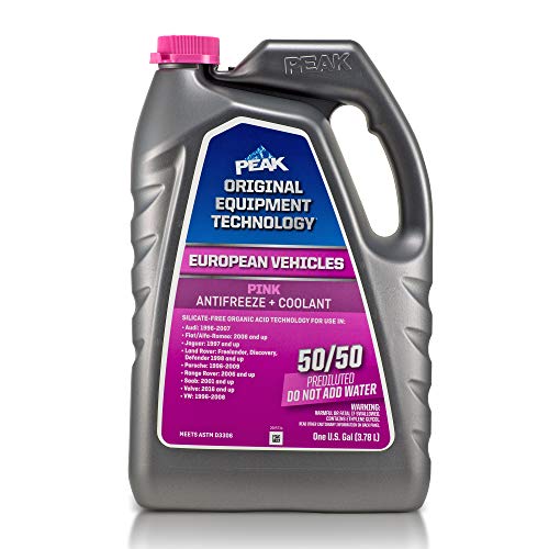 PEAK OET Extended Life Pink 50/50 Prediluted Antifreeze/Coolant for European Vehicles, 1 Gal. - size: 50/50