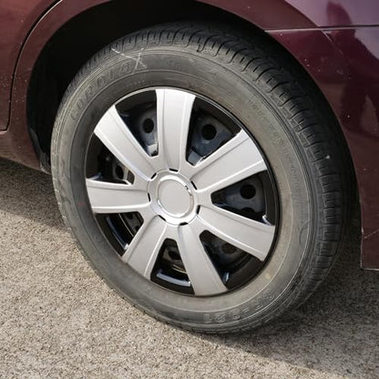 15 Inches Wheel Rim Cover Hubcaps, Hubcap Wheel Cover Replacement - color: 5076-Silver & Black-15