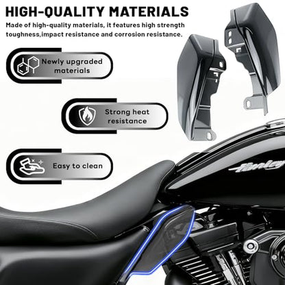 Heat Shields for Harley Davidson Touring Street Glide Road Glide Electra Glide Road King Ultra Limited Tri Glide CVO 2017-2024 2025, Gloss Black - color: Black