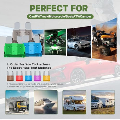 231 Pcs Standard Blade Fuses Kit Car Fuse Assortment Kit RV Fuses - size: 231PCS