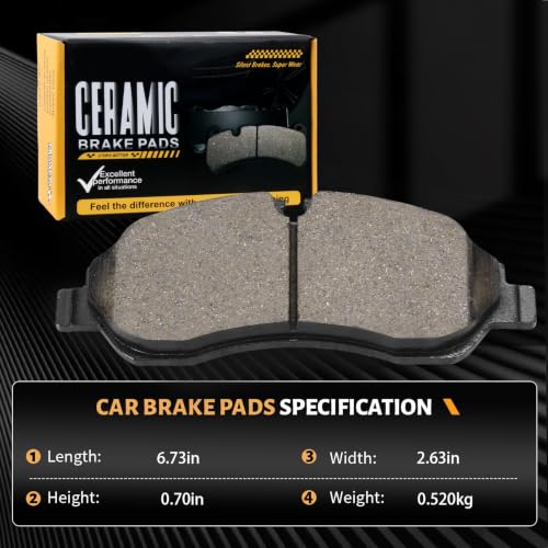 D1774 Front Ceramic Brake Pads Kit Fit For Ford Transit-150 2015-2021, For Transit-250 2015-2021, For Transit-350 2015-2024 - style: HZ1774