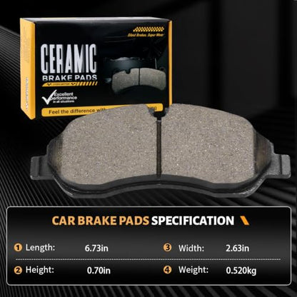 D1774 Front Ceramic Brake Pads Kit Fit For Ford Transit-150 2015-2021, For Transit-250 2015-2021, For Transit-350 2015-2024 - style: HZ1774