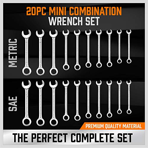 HORUSDY 20-Piece Mini Wrench Set, Metric & SAE Combination Wrench Set - style: 20-Piece Mini Wrench SetMetric&SAE)