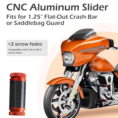 Crash Bar Sliders End Caps CNC Carbon Fiber Inlay Decorative Colored Ends Fits for 1.25" Front Engine Guard Rear Saddlebag Guard (Orange) - color: Orange