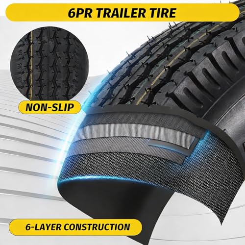 GarveeTech 2PCS 4.80-12 4.80x12 480-12 Trailer Tires with 12 inch Rims, 2 Pack 4.80 12 Tires 5 Lug on 4.5 inch, Center Bore 2.95", 6PR, Muti Function Lawn Mower & Tractor Turf & Boat Tire - size: 4.80-12, style: 5 lug