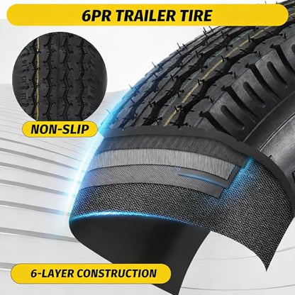 GarveeTech 2PCS 4.80-12 4.80x12 480-12 Trailer Tires with 12 inch Rims, 2 Pack 4.80 12 Tires 5 Lug on 4.5 inch, Center Bore 2.95", 6PR, Muti Function Lawn Mower & Tractor Turf & Boat Tire - size: 4.80-12, style: 5 lug