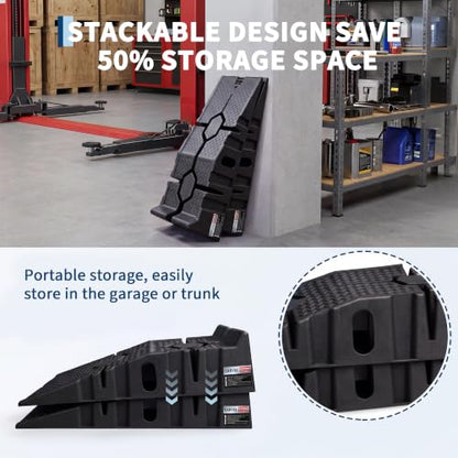 Garvee 2 Pack Low Profile Car Service Ramps, 3.5 t Heavy Vehicle Lift Ramps - color: Black, size: 3.5 T