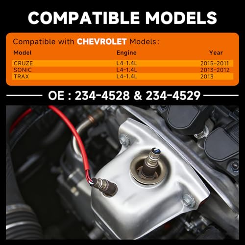 Precision O2 Sensor & Oxygen Sensor Kit | Compatible with Chevy 1.4L Models | Complete Upstream & Downstream Set 234-4529 & 234-4528 with Free Gloves - size: 234-4528&234-4529