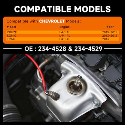 Precision O2 Sensor & Oxygen Sensor Kit | Compatible with Chevy 1.4L Models | Complete Upstream & Downstream Set 234-4529 & 234-4528 with Free Gloves - size: 234-4528&234-4529