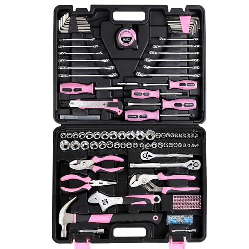 FASTPRO 225-Piece Pink Tool Set, Home Tool Kit with Tool Box