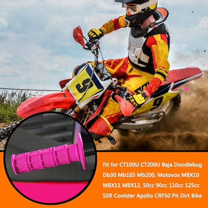 7/8" Handlebar Grips for 50cc-125cc CRF70 CRF80 TRX450 TTR90 TTR110 TTR125 PW80 RM80 DR650 KLX250 KLX300 KX65 SSR125 Pit Dirt Bike ATV Quad Motocross Motorcycles CT100U CT200U Mini Bike - color: Pink